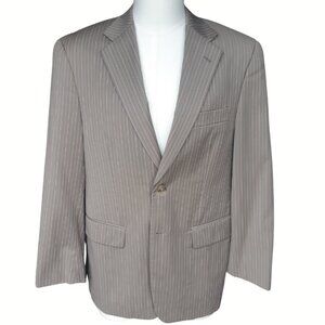 Perry Ellis SZ 38S Beige w/ Aqua & White Pinstripe Men's Sport Coat Blazer